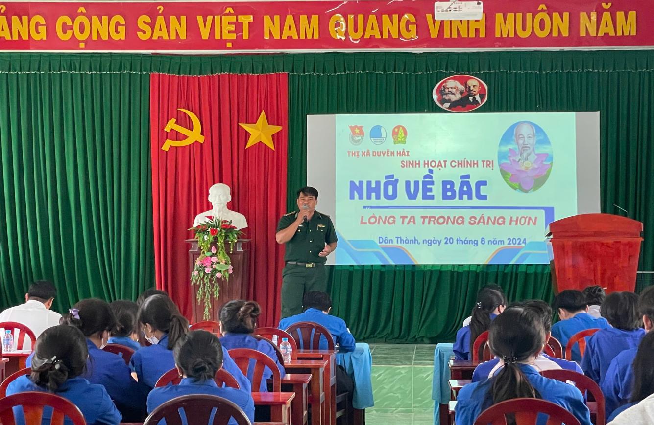 Thị đoàn Duyên Hải tổ chức sinh hoạt chính trị với chủ đề: “Nhớ về Bác – Lòng ta trong sáng hơn” nhân dịp kỷ niệm 55 năm thực hiện Di chúc Chủ tịch Hồ Chí Minh (1969 – 2024)